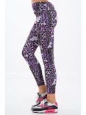 Bunte Sportleggings in geometrischen Formen / Lila H0010 - Online-Shop - Boutique